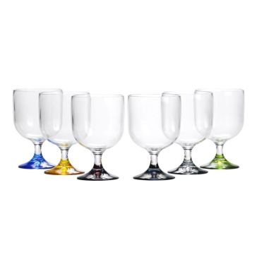 PARTY бокалы для воды/вина на ножке, разноцветные, набор 6 шт.