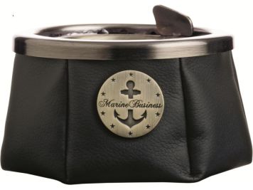 WINDPROOF Premium Пепельница черная с якорем , заменитель кожи