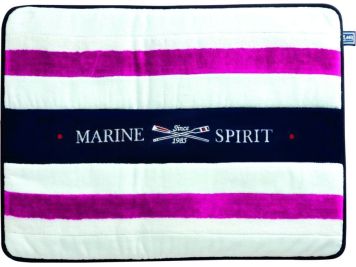 SPIRIT Килимок у душову з нековзною основою 60x45 см., білий з малиновими смугами