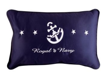 ROYAL Подушка декоративная, синяя с якорем или звездой, 60 x 40 см