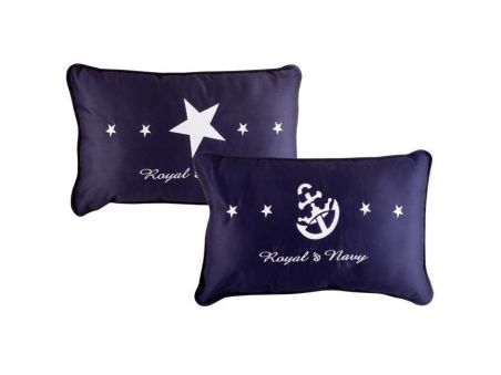 ROYAL Подушка декоративная, синяя с якорем или звездой, 60 x 40 см