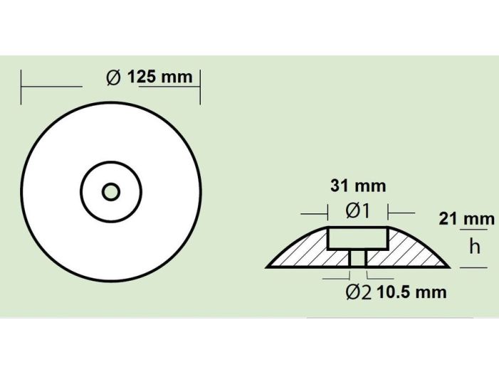 Анод для транцев или перо руля 00104