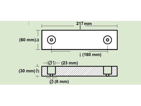 Анод для транцев или перо руля 00214