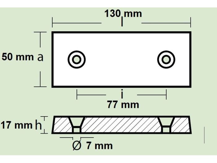 Анод для транцев или перо руля 00213