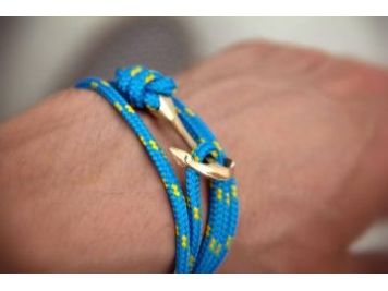 Браслет Verge на руку з латунним полірованим якорем, блакитний