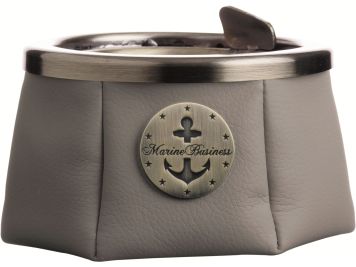 WINDPROOF Premium пепельница серая с якорем , заменитель кожи