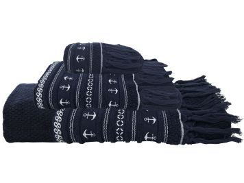 SANTORINI Blue Anchors комплект 3 рушники, 140x70, 100x50, 50x33 см.