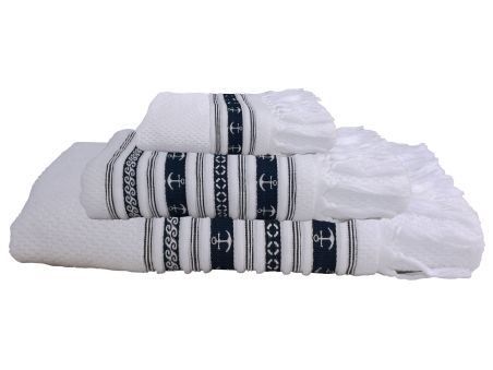 SANTORINI White Anchors комплект 3 рушники, 140x70, 100x50, 50x33 см.
