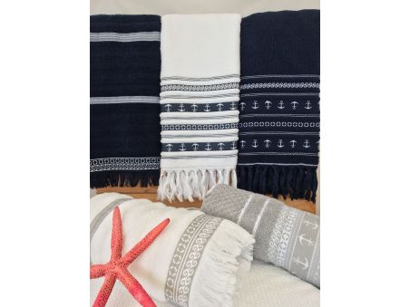 SANTORINI White Anchors комплект 3 рушники, 140x70, 100x50, 50x33 см.