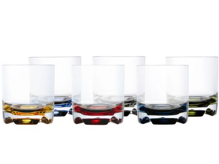 PARTY бокал для виски цветное основание, набор 6 шт.