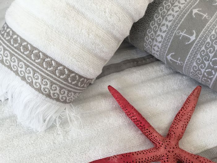 SANTORINI Душевой коврик с нескользящей основой 60x45 см., белые волны