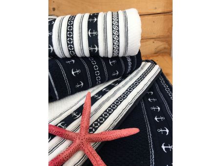 SANTORINI Килимок у душову "White Anchors" 60x45 см., з нековзною основою