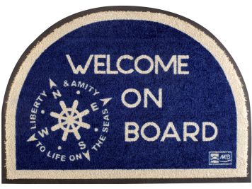 WELCOME Коврик входной "Welcome on board" с нескользящей основой, синий