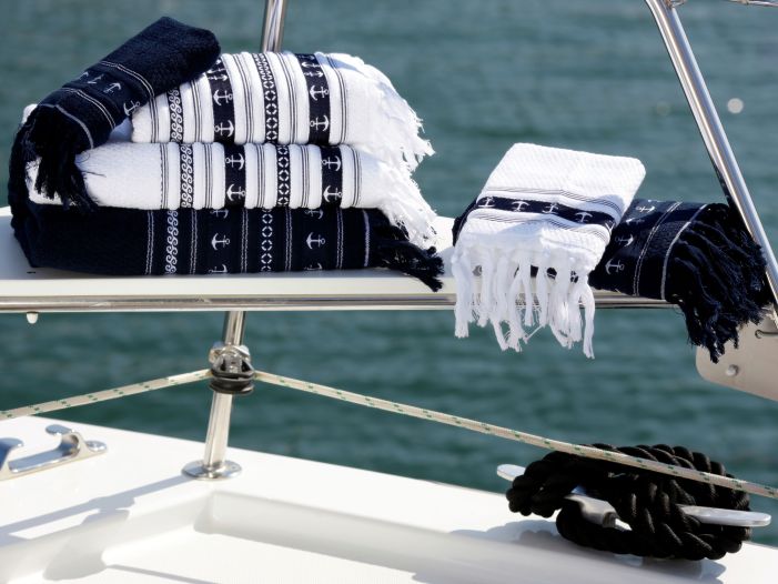 SANTORINI Blue Anchors комплект 3 рушники, 140x70, 100x50, 50x33 см.