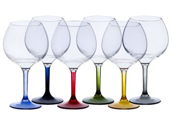 PARTY Набір келихів для вина з кольоровим заснуванням, 6 шт.