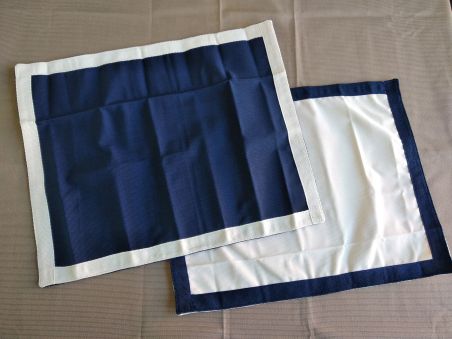 WATERPROOF Килимки під тарілки водовідштовхувальні,  сині з бежевим бортом