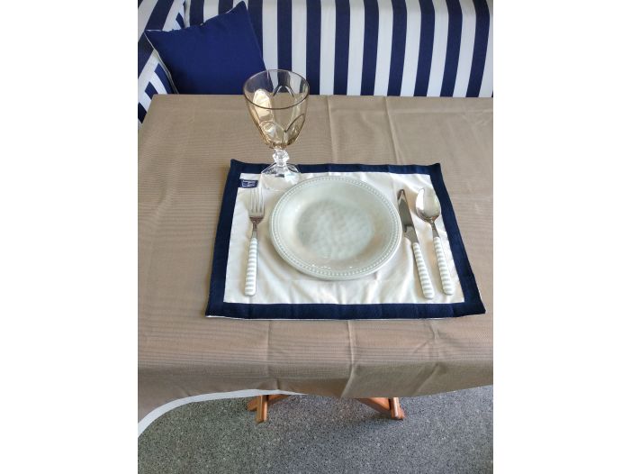 WATERPROOF Коврики под тарелки водоотталкивающие, бежевые с синим бортом