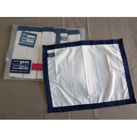 WATERPROOF Коврики под тарелки водоотталкивающие, бежевые с синим бортом