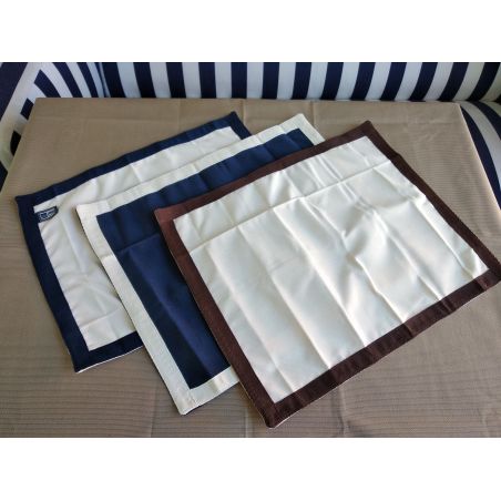 WATERPROOF Коврики под тарелки водоотталкивающие, бежевые с синим бортом