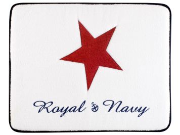 ROYAL Душевой коврик с нескользящей основой, белый с красной звездой