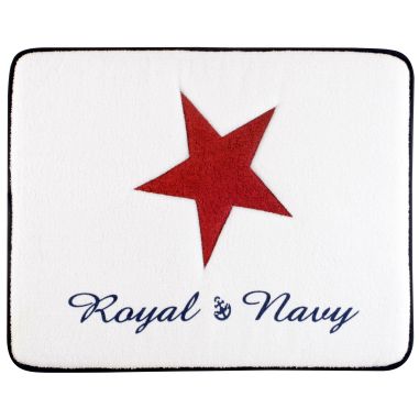 ROYAL Килимок у душову з нековзною основою 50x40 см., білий з червоною зіркою