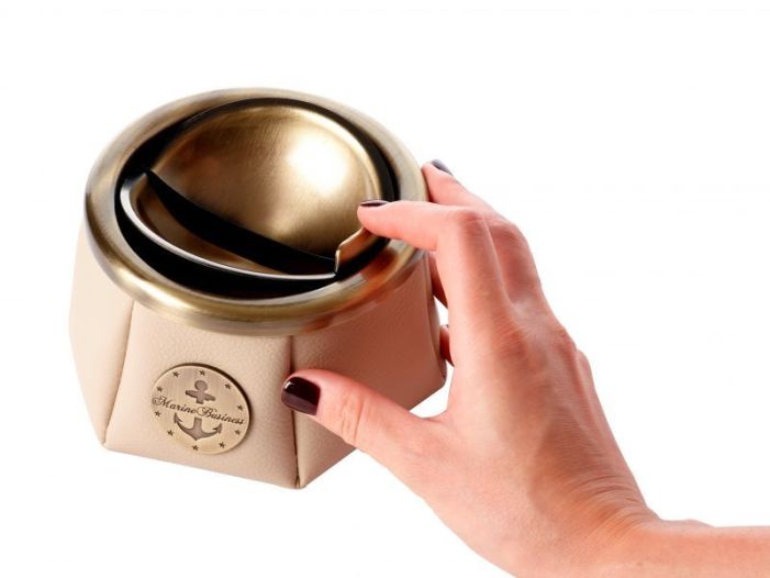 WINDPROOF Premium Anchor попільничка чорна з якорем, замінник шкіри