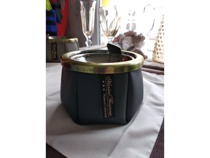 WINDPROOF Premium Пепельница черная с якорем , заменитель кожи