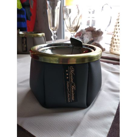 WINDPROOF Premium Пепельница черная с якорем , заменитель кожи