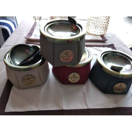 WINDPROOF Premium Пепельница черная с якорем , заменитель кожи