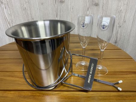 Подарунковий набір: Відерце для шампанського та келихи для шампанського ⚓