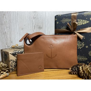 Подарунковий набір: Шкіряні чоловічі портмане та гаманець