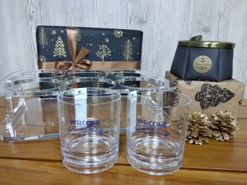 Подарунковий набір: Тримач для склянок, склянки під віскі та попільничка