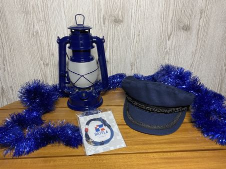 Набір моряка Navy blue BATELA: Капітанський кашкет, ліхтар та браслет