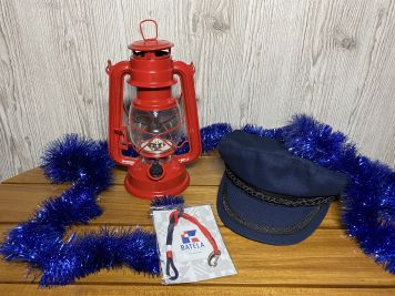 Набір моряка Red - blue BATELA: Капітанський кашкет, ліхтар та браслет