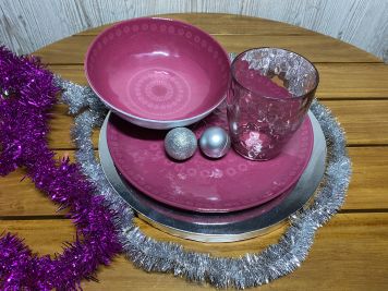 Подарунковий набір посуду ROSETTE пурпурний 18шт.