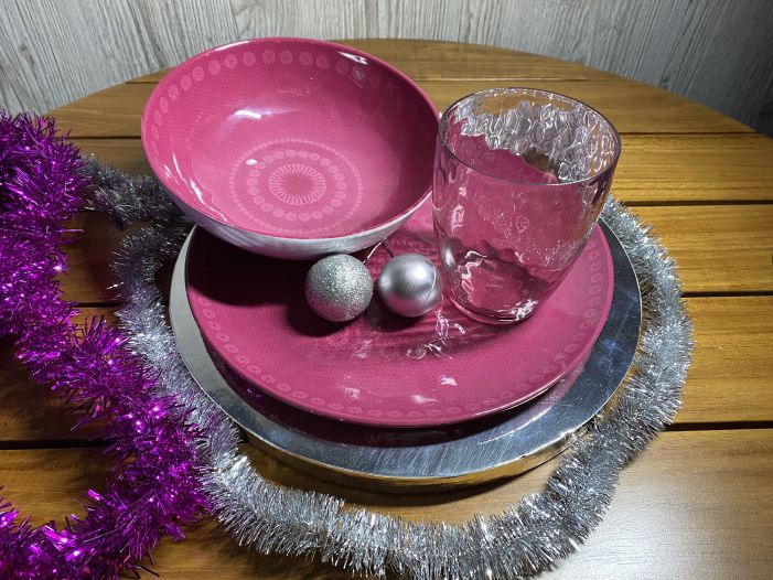 Подарунковий набір посуду ROSETTE пурпурний 18шт.