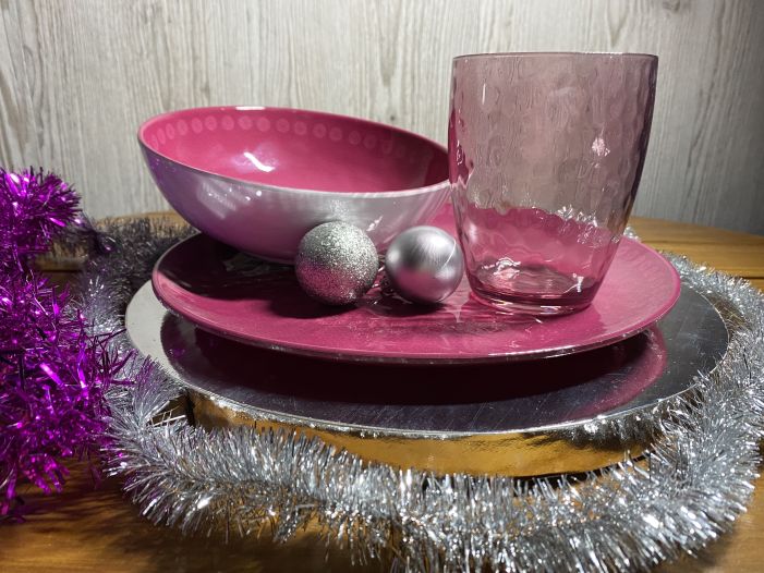 Подарунковий набір посуду ROSETTE пурпурний 18шт.