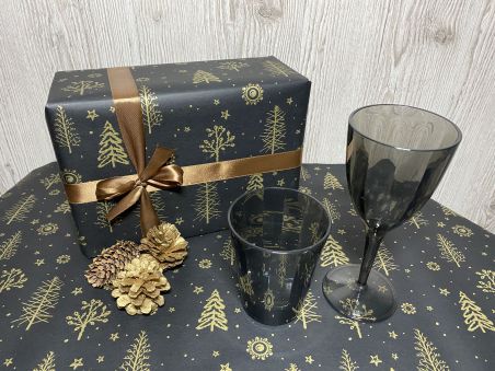 Подарунковий набір "Темна ніч": Келихи для вина та склянки для соку