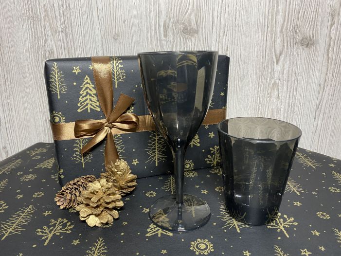 Подарунковий набір "Темна ніч": Келихи для вина та склянки для соку