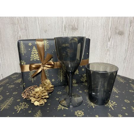 Подарунковий набір "Темна ніч": Келихи для вина та склянки для соку