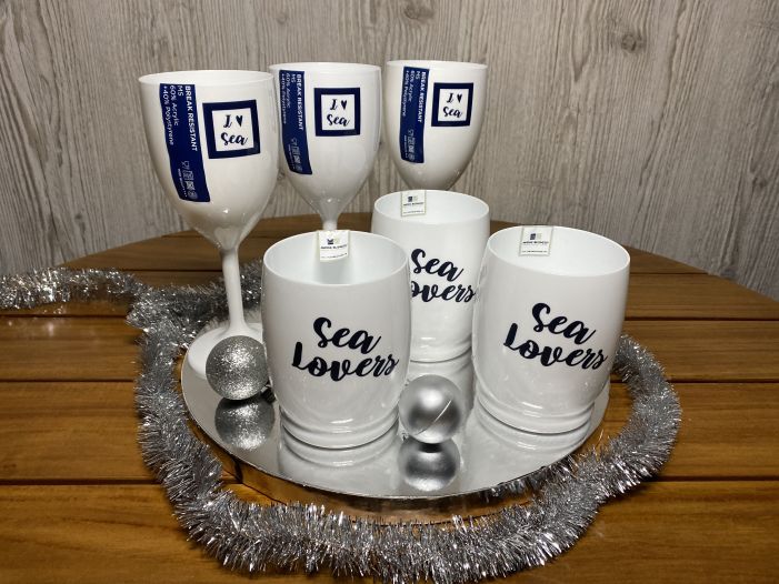 Подарунковий набір I ♥ Sea: Келихи для вина та склянки для соку