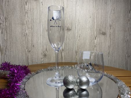 Подарунковий набір WELCOME: Келихи для шампанського та склянки під віскі Подарунковий набір WELCOME: Келихи для шампанського та склянки під віскі