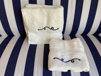 Комплект 2 рушники молочного кольору з канатами, 90x50, 70x40см.