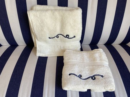 Комплект 2 рушники молочного кольору з канатами, 90x50, 70x40см.