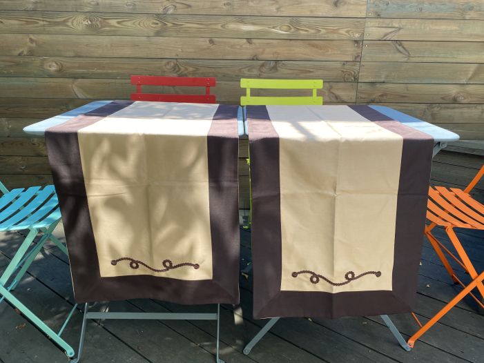 Комплект: Дві вузькі скатертини бежеві з канатами, 150х50 см.