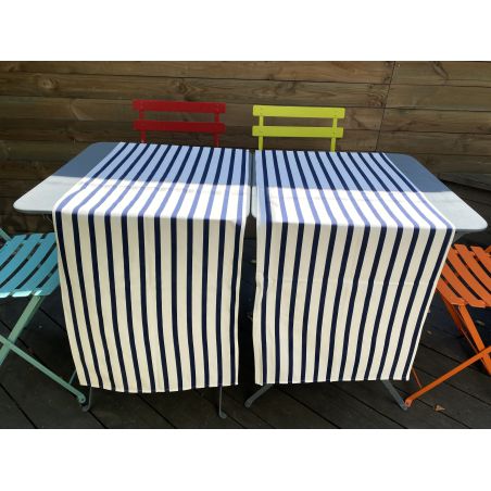 Комплект: Дві вузькі скатертини в синьо-білі смуги, 150х50 см.