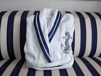 Халат махровий з вишитим якорем, білий, р. XL, 4XL