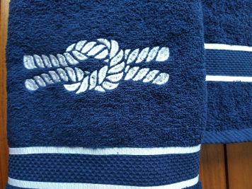 Комплект 2 рушники синіх з морським вузлом, 140x70, 70x50см.