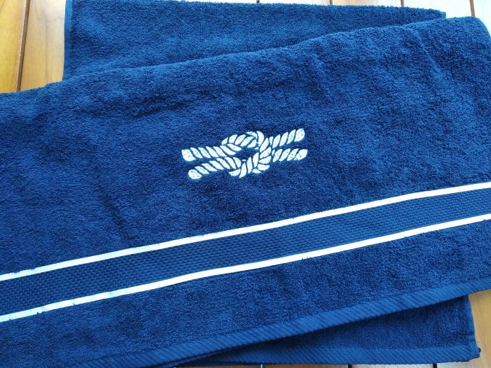 Комплект 2 рушники синіх з морським вузлом, 140x70, 70x50см.