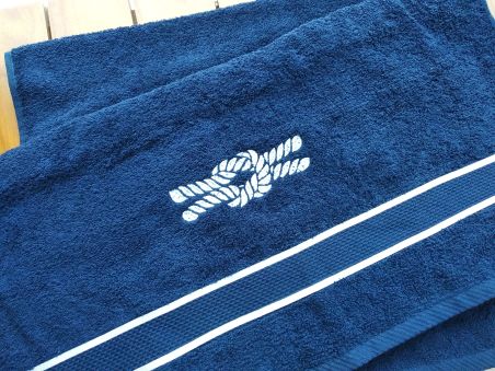 Комплект 2 рушники синіх з морським вузлом, 140x70, 70x50см.